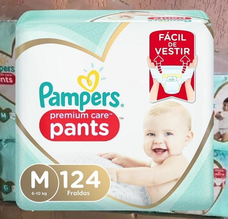 Fralda Pampers Pants Premium Care M 124 unidades