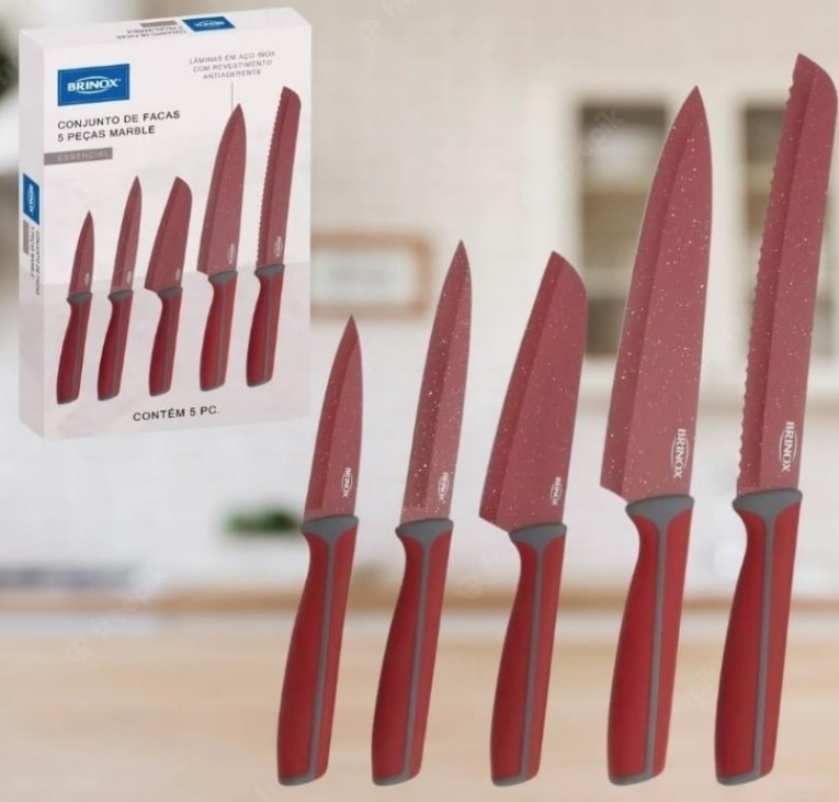 Jogo de Facas Brinox Inox Essencial – 5 Peças