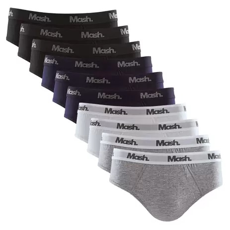 Kit 10 Cuecas Slip Mash Algodão Elástico