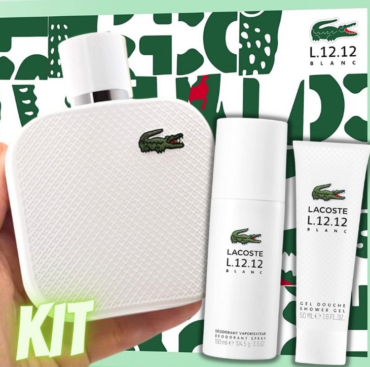 Kit Lacoste L12.12 Blanc Eau de Toilette de 100 ml + Deo Parfum de 150ml + Shower Gel de 50ml