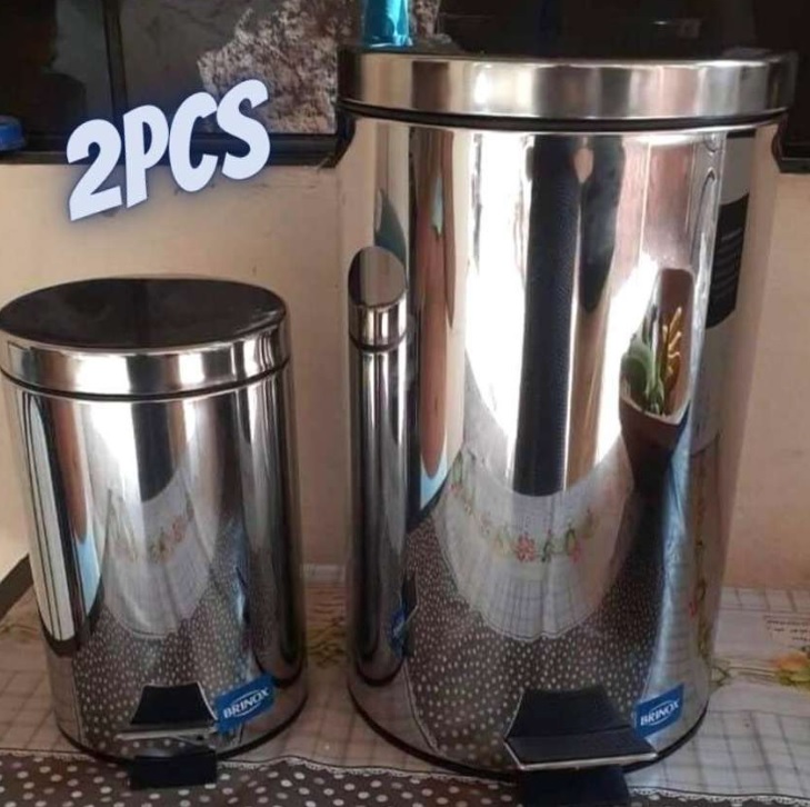 Kit Lixeira Inox com Pedal e Tampa 3L e 12L – 2 Peças Brinox Standard