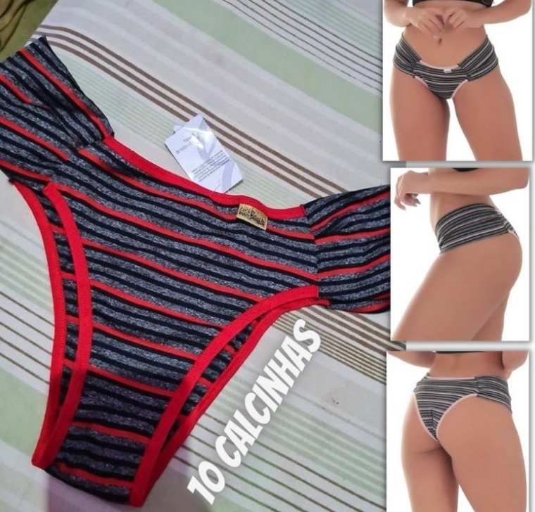 Kit com 10 Calcinhas Tangas Pala Microlistras Click Mais Bonita