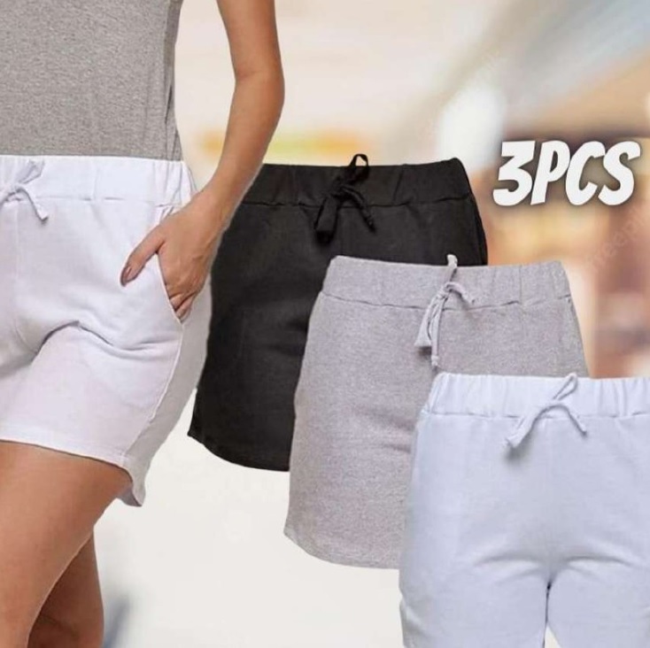 Kit com 3 Shorts de Moletom Style Feminio