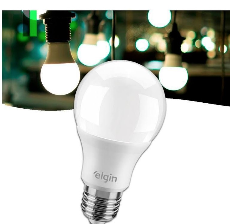 Lâmpada de Led, Elgin, Bulbo, A60, 9W, Bivolt, 6500k