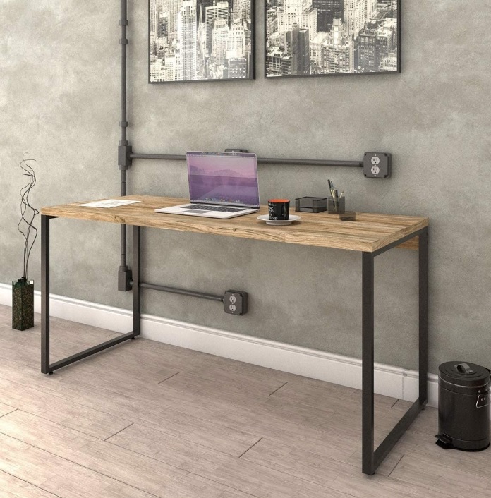 Mesa Escrivaninha Industrial 150cm Trevalla Kuadra ME150-E10 Carvalho