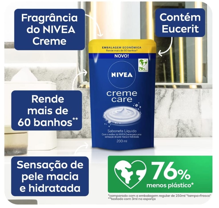 NIVEA Sabonete Líquido Refil Creme Care 200ml