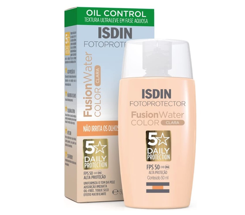 Protetor Solar Facial ISDIN Fusion Water 5 Stars Color FPS 50 – cor clara – 50ml