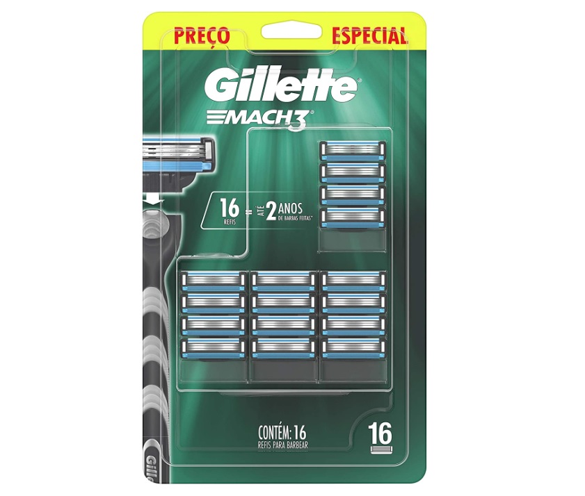 Refil Para Barbear Gillette Mach3 16 Unidades