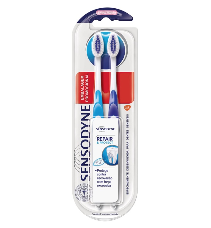 Sensodyne Repair & Protect Kit Promocional com duas Escovas Dentais para Dentes Sensíveis