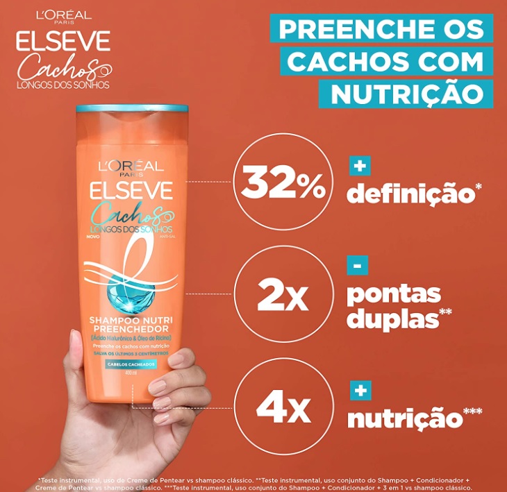 Shampoo Nutri Preenchedor L’Oréal Paris Elseve Cachos Longos dos Sonhos, 400ml