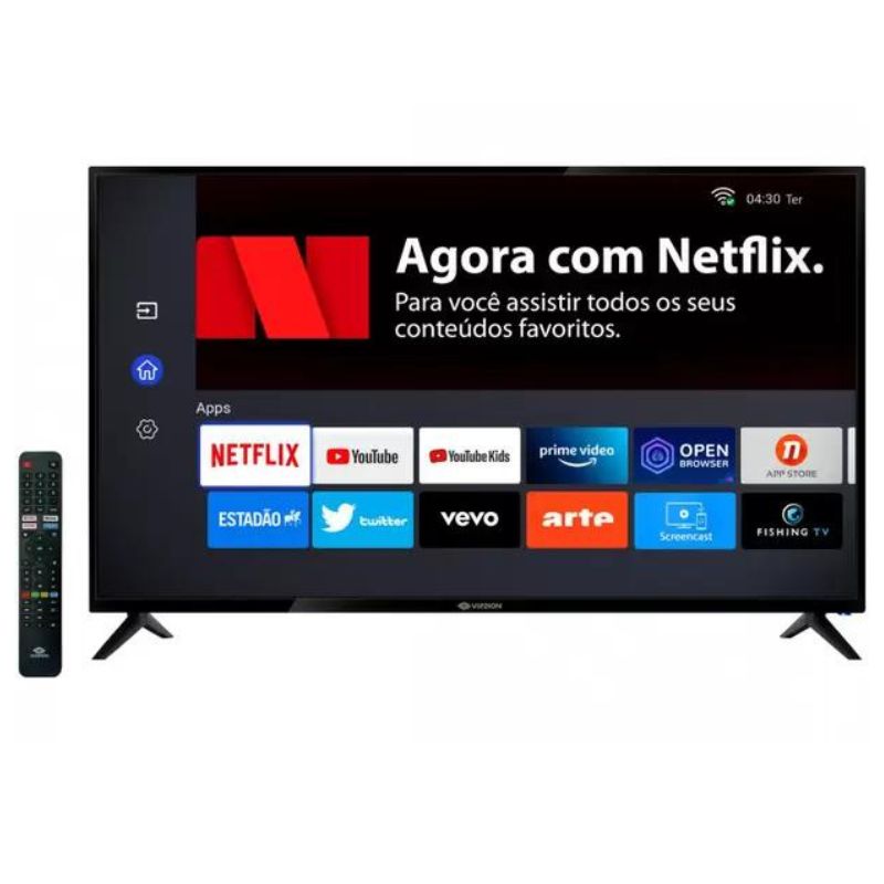 Smart TV 43” Full HD DLED Rig Vizzion LE43DF20 – IPS Wi-Fi 2 HDMI 2 USB