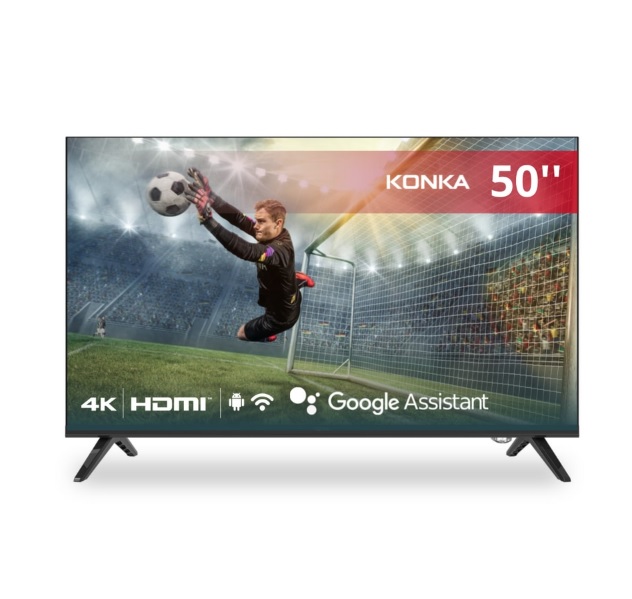 Smart TV Konka LED 50″ UHD 4K, Design sem bordas, comando por voz e Android TV com Bluetooth KDG50
