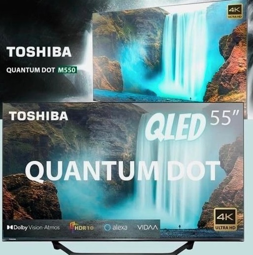 Tela 55″ UHD 4K QLED Toshiba 55TB001 com Processador Quad-Core, Espelhamento de Tela, Alexa e HDR10