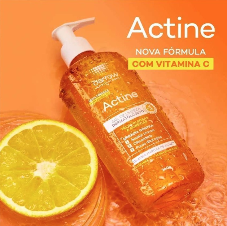 Actine Sabonete Líquido + Vit C, pele oleosa a acneira, Darrow – 140g Laranja