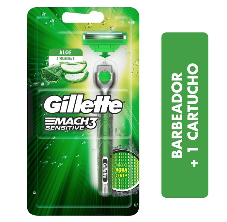 Aparelho de Barbear Gillette Mach3 Acqua-Grip Sensitive