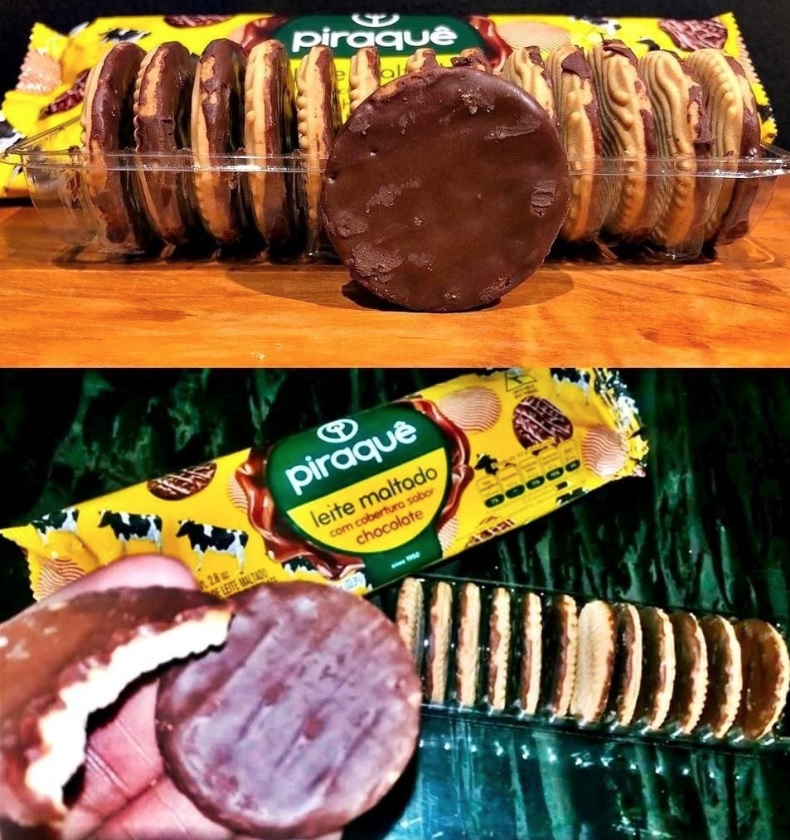 Biscoito Leite Maltado Cobertura Chocolate Piraquê Pacote 80g