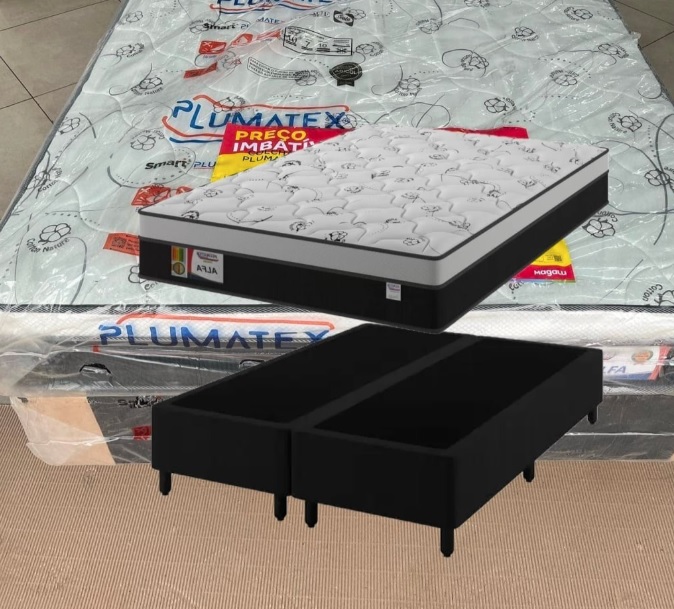 Cama Box Casal (Box + Colchão) Plumatex – 55cm de Altura Plumaspuma Alfa