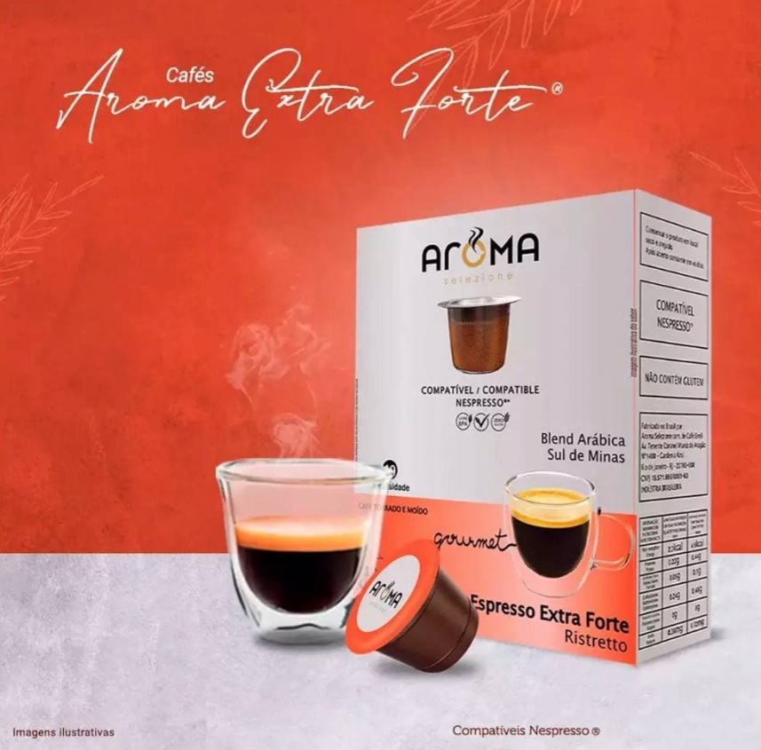 Cápsulas de Café Espresso Extra Forte Aroma, Compatível com Nespresso, Contém 10 cápsulas
