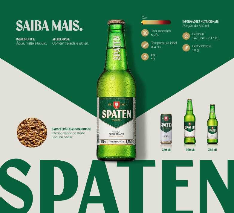 Cerveja Spaten Puro Malte, Long Neck com 355ml Spaten