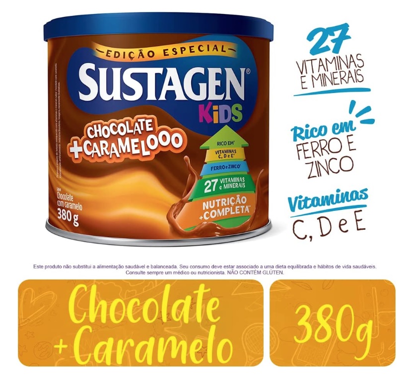Complemento Alimentar Sustagen Kids Sabor Chocolate Caramelo – Lata 380g