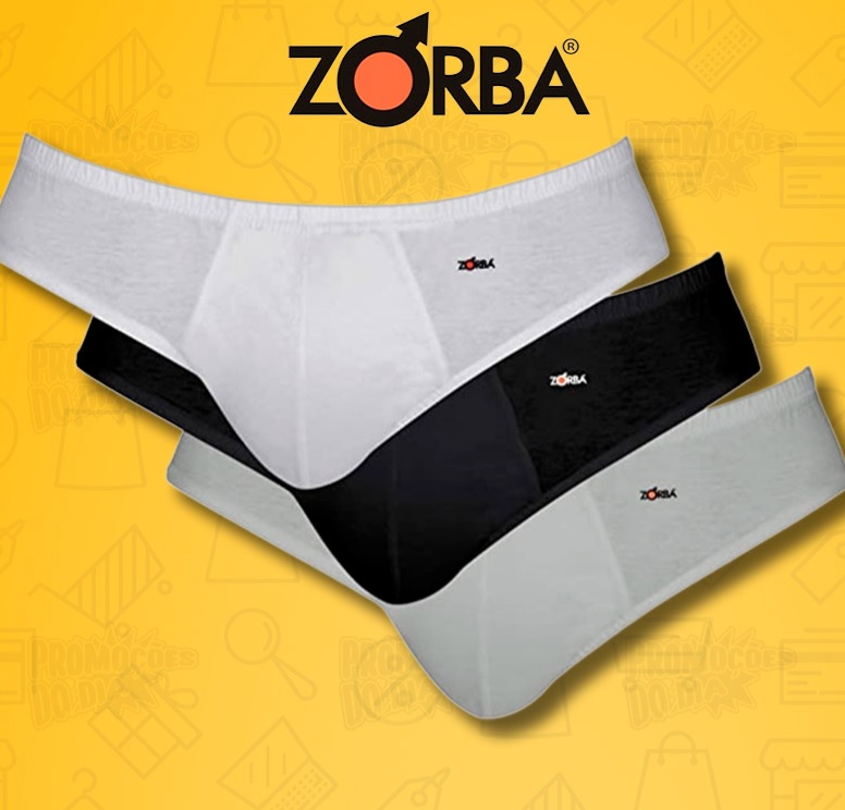 Cueca Slip Zorba 791 Algodão Básico Kit com 3 unidades