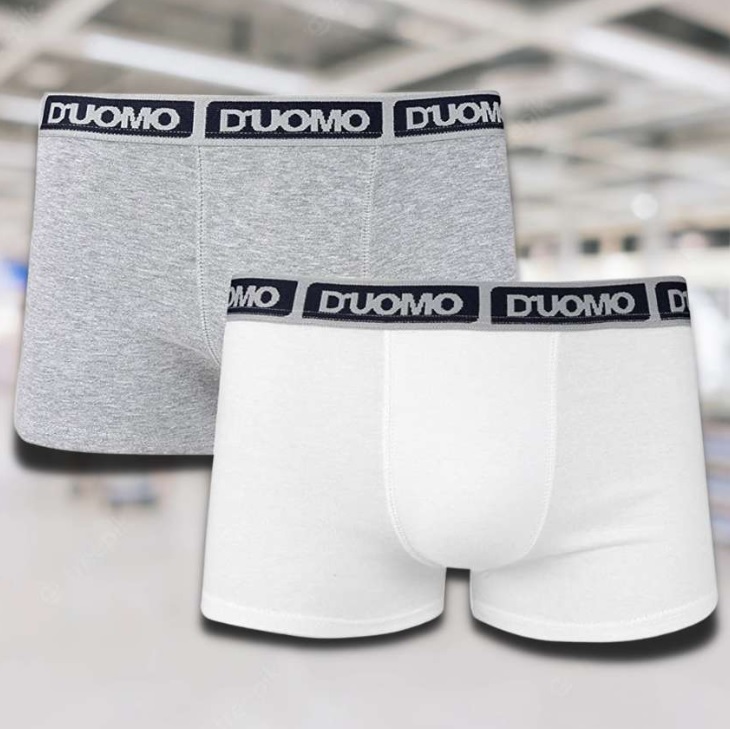 D´uomo Kit 2 Cuecas Kit com 2 Boxers em Cotton Liso com El. Bordado de 30mm Boxer Masculino
