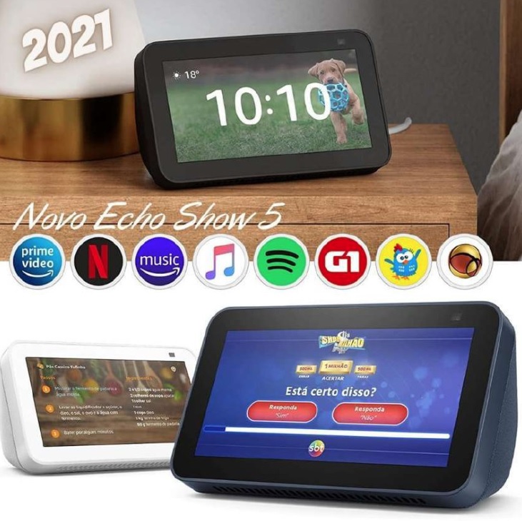 Echo Show 5 (2ª Geração): Smart Display de 5″ com Alexa e câmera de 2 MP – Cor Azul