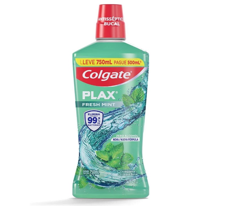 Enxaguante Bucal Colgate Plax Fresh Mint 750mL Pague 500mL Leve 750mL