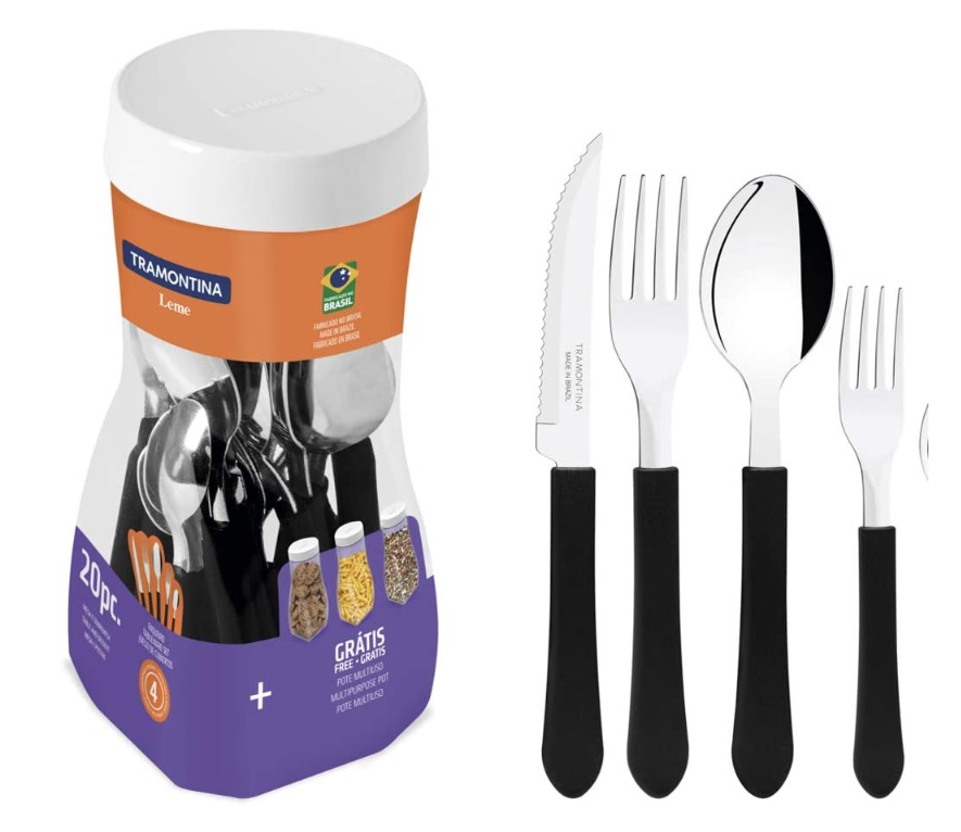 Faqueiro Inox 20 peças Leme Preto – Tramontina
