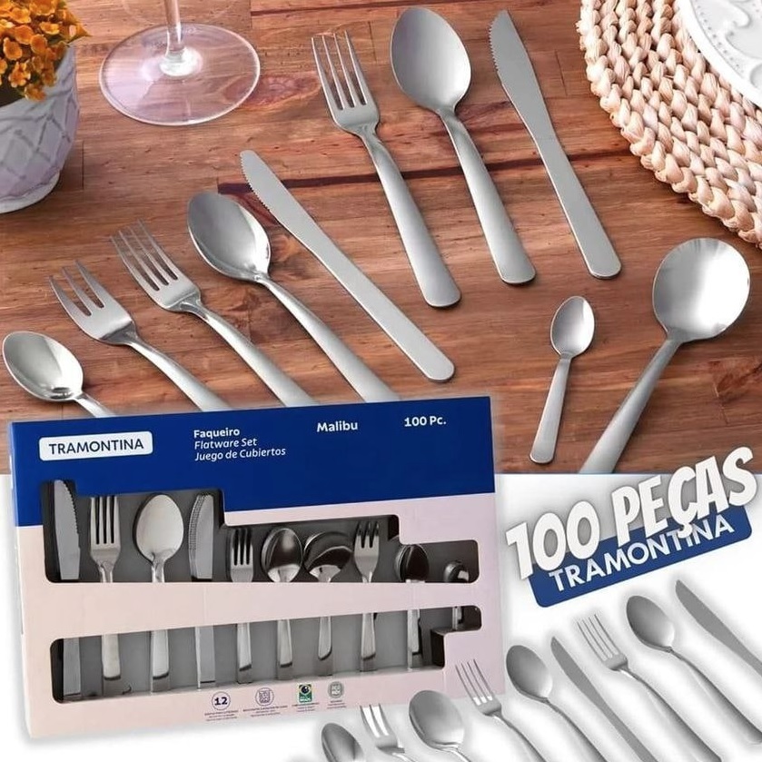 Faqueiro Tramontina Inox 100 Peças – Malibu
