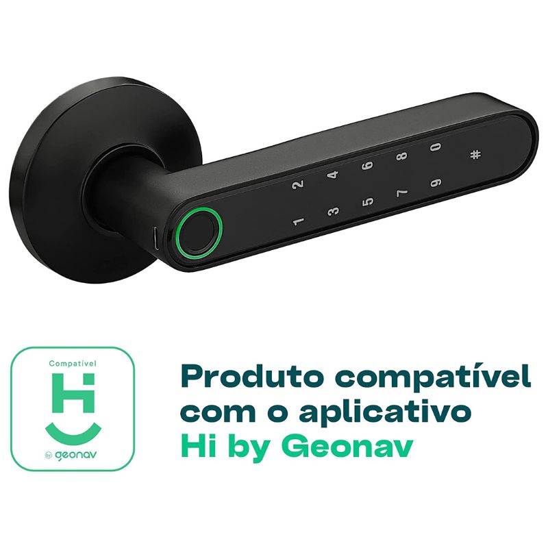Fechadura com Biometria Bluetooth, Embutir, Aplicativo, *Acesso Remoto, Preta, FBE01BK, Fortezza