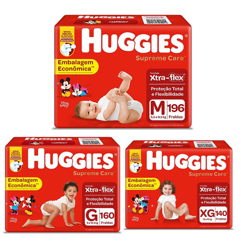 Fralda Huggies Supreme Care M/G/XG