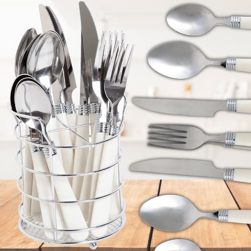 Gibson Conjunto de talheres de aço inoxidável 16 peças Value Sensations, branco