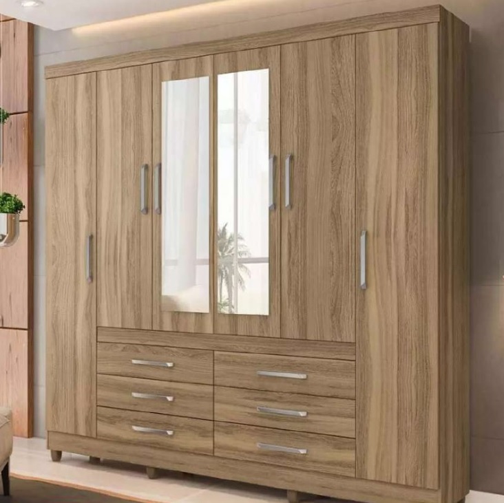 Guarda-roupa Casal com Espelho 6 Portas – 6 Gavetas Demóbile Paris II