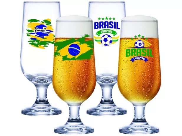 Jogo de Taças de Vidro 310ml 4 Peças – Ruvolo Copa Do Mundo 2022