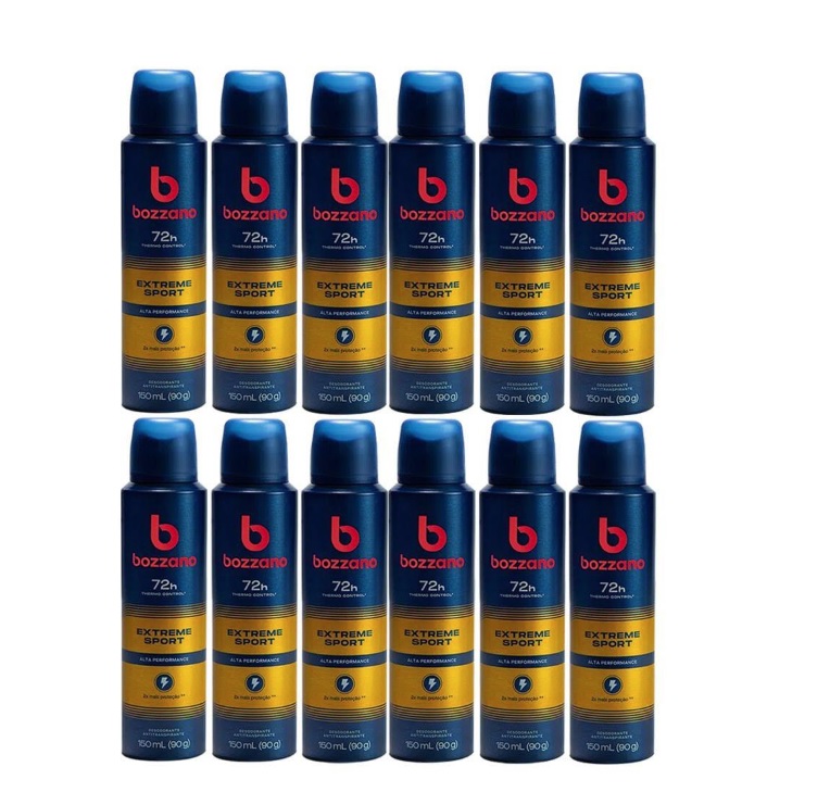 Kit 12X Desodorante Bozzano Extreme Aerosol Antitranspirante 72h 150ml