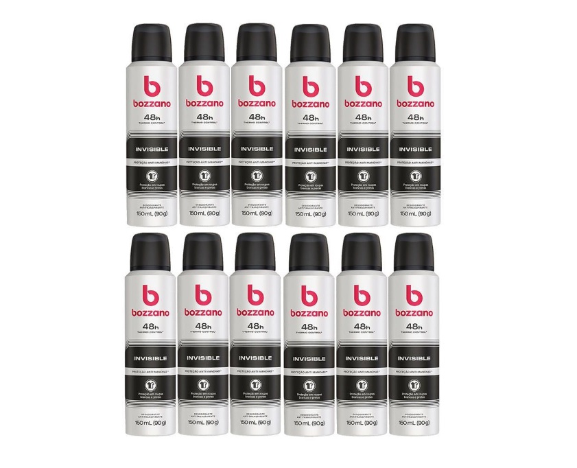 Kit 12X Desodorante Bozzano Invisible Aerosol Antitranspirante 48h com 15