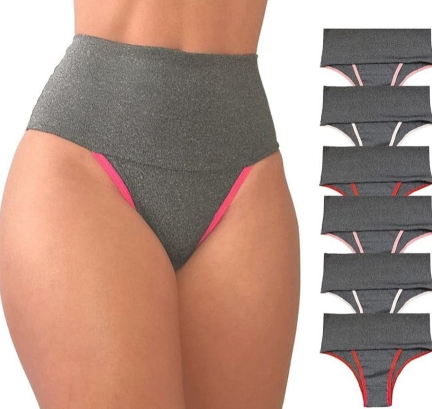 Kit 6 Calcinha Cós Alto Compressão Para Barriga Viére
