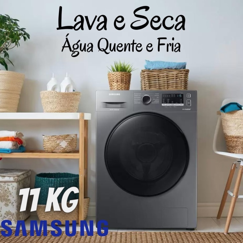 Lava e Seca Samsung 11kg WD11A 3 em 1 – Água Quente e Fria