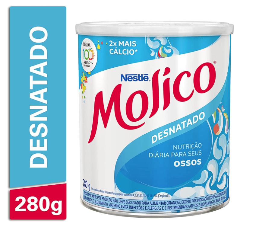 Leite em Pó, Desnatado, Nutrição diária para seus ossos, Molico, 280g