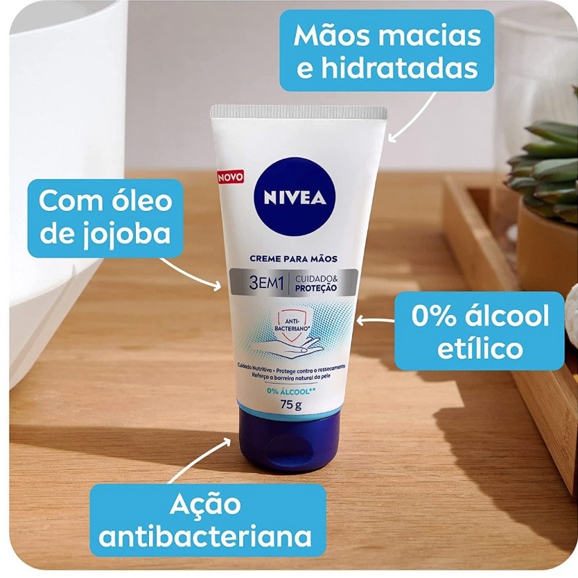 NIVEA Creme para as mãos 3 em 1 Ação Antibacteriana 75g