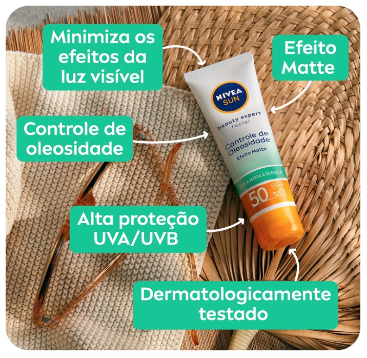 NIVEA SUN Protetor Solar Facial Beauty Expert Pele Oleosa FPS50 50g