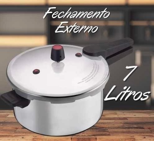 Panela de Pressão Polida 7L Fechamento Externo Nacional