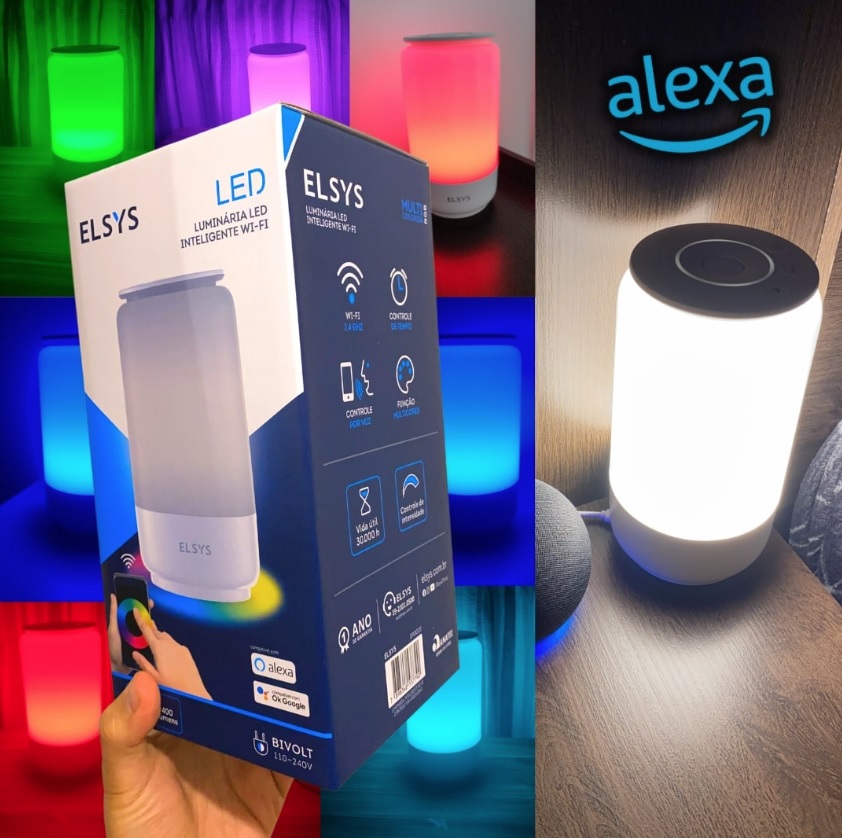 Smart Luminária de Mesa Wi-Fi, EPGG20, Elsys, Branco – Compatível com Alexa
