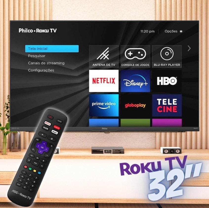 Smart Tv 32 Polegadas HD Roku LED PTV32G70RCH Dolby Áudio Philco