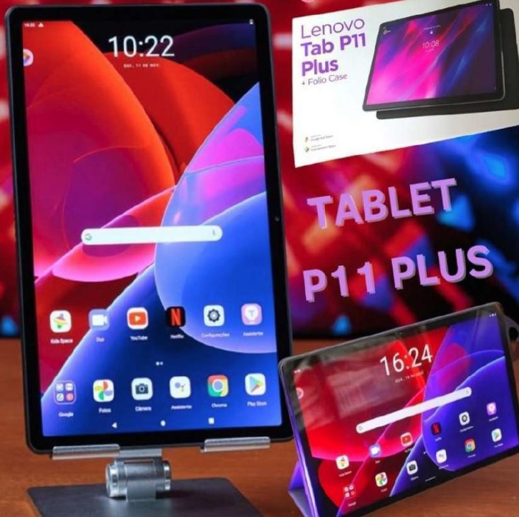 Tablet Lenovo Tab P11 Plus Octa-Core 4GB 64GB Wi-Fi Android™ 11 11″ IPS 2K ZA940394BR Grafite acompanha Capa Protetora