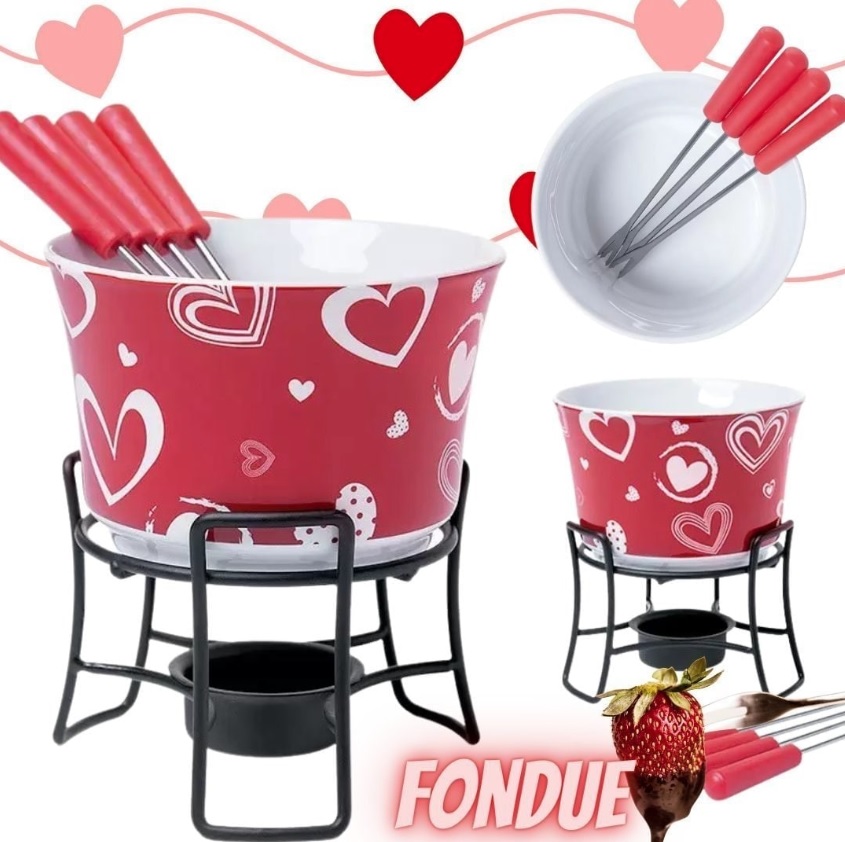 Aparelho de Fondue Cerâmica Brinox Vermelho – 6 Peças 1256/104