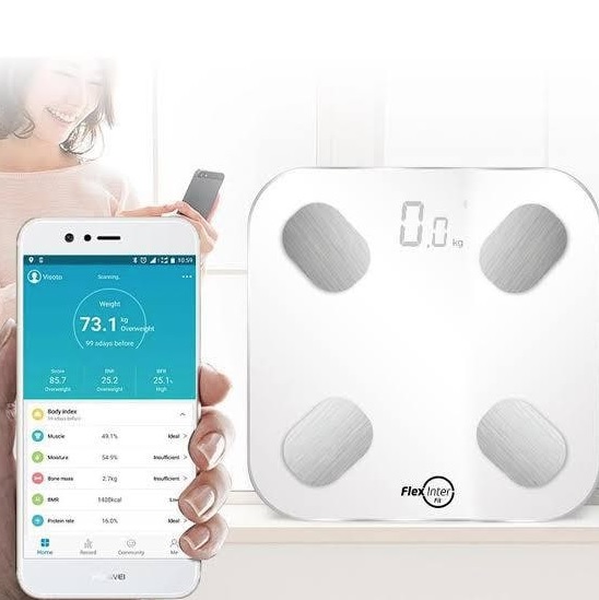 Balança Digital Smart Corporal Com Bioimpedância APP Android/IOS Branca – FlexInter