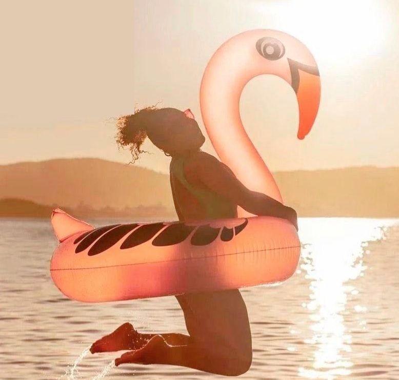 Boia Cisne Perolado Rosa Com Abertura Mor