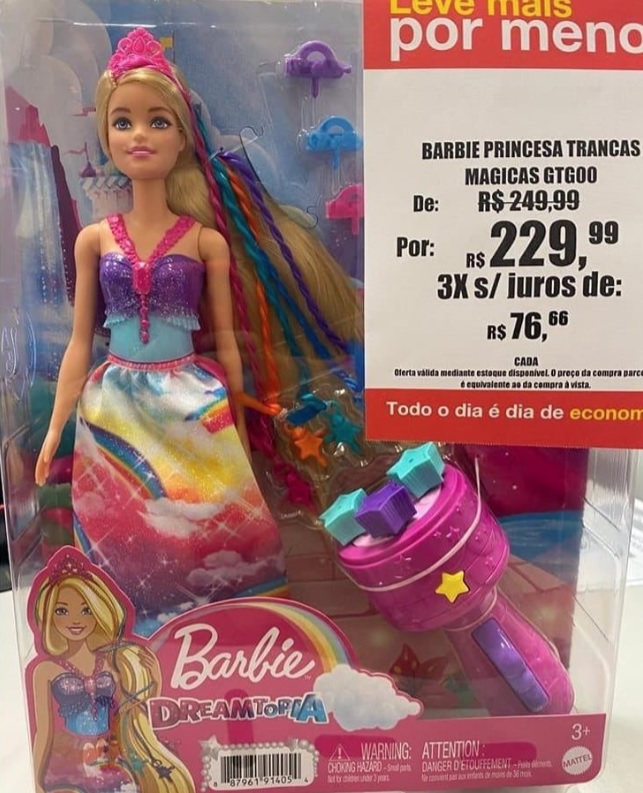 Boneca Barbie Princesa Dreamtopia Tranças Mágicas Com Cabelo Extra Longo Acessórios Mattel 8159